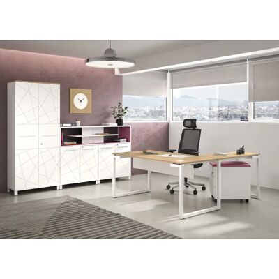 Bureau Vitaly JPG - Plateau chêne - Pieds cadre blanc - 73cm - Publicité Bureau Vitaly JPG - Plateau chêne - Pieds cadre blanc - 73cm - Publicité