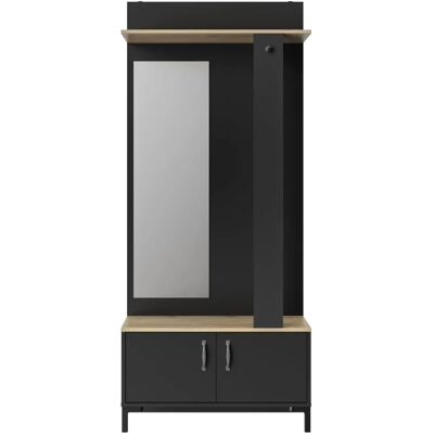 GAMI Store Garderobenständer - Schwarz mit Holz, Spiegel GAMI Store Garderobenständer - Schwarz mit Holz, Spiegel