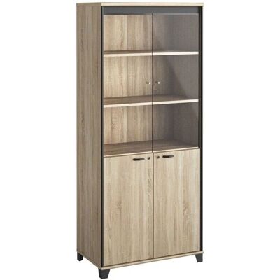 Armoire Rafael Chêne et Gris à 2 Portes Vitres - Armoire - Publicité Armoire Rafael Chêne et Gris à 2 Portes Vitres - Armoire - Publicité