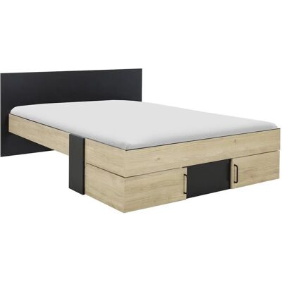 Calicosy Schwarzes Leichtes Holz Bett - 140x190 cm Calicosy Schwarzes Leichtes Holz Bett - 140x190 cm