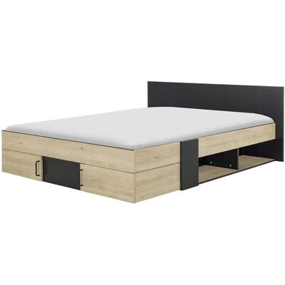 Calicosy Bett mit Stauraum 160x200 - Schwarz & Hellholz Calicosy Bett mit Stauraum 160x200 - Schwarz & Hellholz