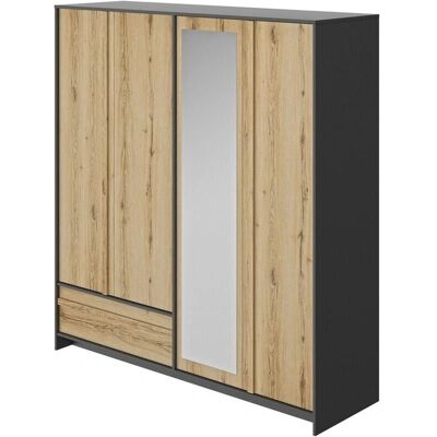 GAMI Mimizan Kleiderschrank - 4 Türen, 4 Einlegeböden, 2 Stangen GAMI Mimizan Kleiderschrank - 4 Türen, 4 Einlegeböden, 2 Stangen