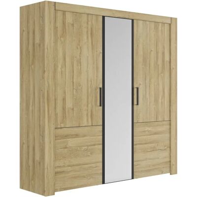 GAMI Sofia Kleiderschrank - Eiche Goldfarben - 3 Türen mit Spiegel - Spanplatte GAMI Sofia Kleiderschrank - Eiche Goldfarben - 3 Türen mit Spiegel - Spanplatte