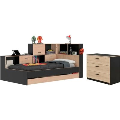 GAMI Erwan - Natur Eiche/Schwarz Schlafzimmer-Set GAMI Erwan - Natur Eiche/Schwarz Schlafzimmer-Set