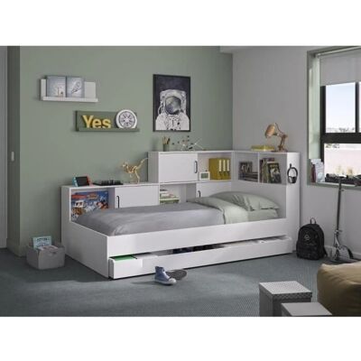 Lit de rangement GAMI Erwan - Fabriqué en France, Blanc, Stockage réglable - Publicité Lit de rangement GAMI Erwan - Fabriqué en France, Blanc, Stockage réglable - Publicité