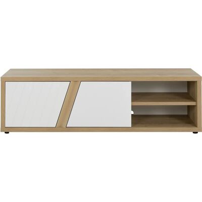 JAKSO Holz-TV-Schrank - 2 Türen, 2 Regale, Eiche & Weiß JAKSO Holz-TV-Schrank - 2 Türen, 2 Regale, Eiche & Weiß