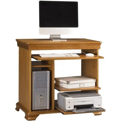 Bureau Informatique Pin Miel Louis Philippe - Style, Étagères Réglables, Garantie 2 ans - Publicité Bureau Informatique Pin Miel Louis Philippe - Style, Étagères Réglables, Garantie 2 ans - Publicité