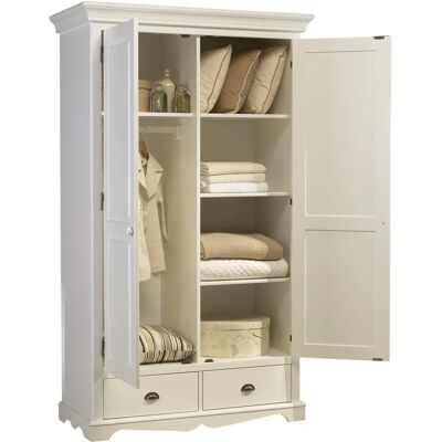 Garde-robe Blanche Beaux Meubles - 2 Portes, 2 Tiroirs - Armoire - Publicité Garde-robe Blanche Beaux Meubles - 2 Portes, 2 Tiroirs - Armoire - Publicité