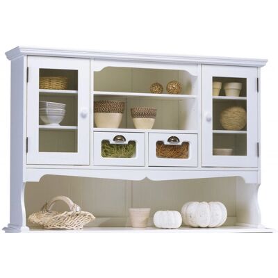 Beaux meubles - Haut de Vaisselier - Blanc - 143 cm - armoire - Publicité Beaux meubles - Haut de Vaisselier - Blanc - 143 cm - armoire - Publicité