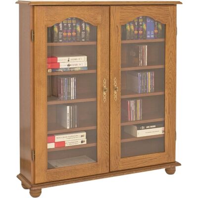 Vitrine rustique en chêne français - 5 étagères, portes vitrées, 92cm - Publicité Vitrine rustique en chêne français - 5 étagères, portes vitrées, 92cm - Publicité
