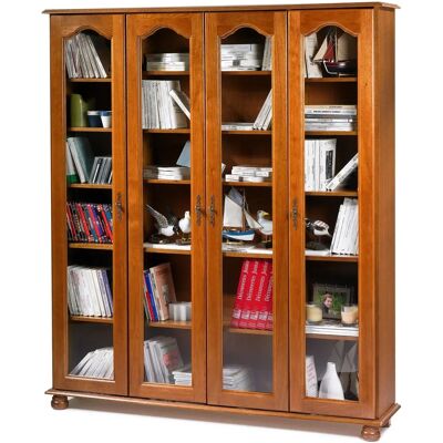 Bibliothèque 4 portes en chêne - Portes vitrées, étagères réglables, fabriquée en France - Publicité Bibliothèque 4 portes en chêne - Portes vitrées, étagères réglables, fabriquée en France - Publicité