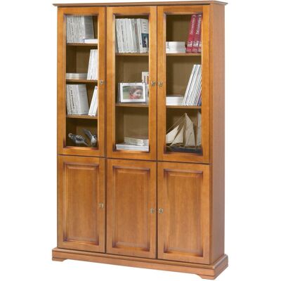 Bibliothèque Merisier - Style Louis Philippe, 6 Portes, Largeur 120.6cm - Publicité Bibliothèque Merisier - Style Louis Philippe, 6 Portes, Largeur 120.6cm - Publicité