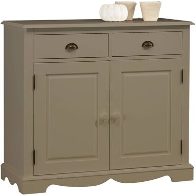 Buffet Style Anglais Taupe - 2 Portes 2 Tiroirs - 101cm - Publicité Buffet Style Anglais Taupe - 2 Portes 2 Tiroirs - 101cm - Publicité