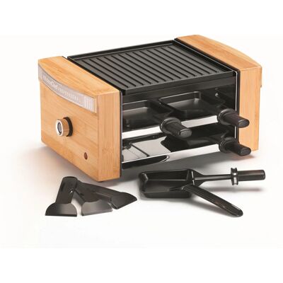 KitchenChef KC.WOOD-LUX4 Raclette Grill - 4 Personnes - Noir/Bois KitchenChef KC.WOOD-LUX4 Raclette Grill - 4 Personnes - Noir/Bois