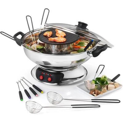Kitchen Chef KCP.FOND-ASIA - RVS - Elektrisch fondue- en grillset Kitchen Chef KCP.FOND-ASIA - RVS - Elektrisch fondue- en grillset