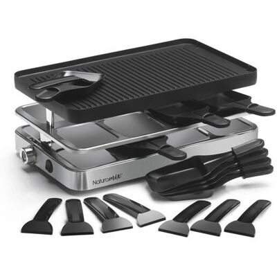 Naturamix Raclette-Grill und Crêpe-Maker - Schwarz, Edelstahl - Für 8 Personen Naturamix Raclette-Grill und Crêpe-Maker - Schwarz, Edelstahl - Für 8 Personen