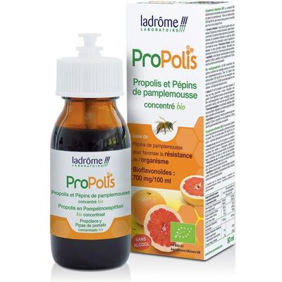 Concentré bio de propolis et pépins de pamplemousse 50 ml - Ladrome - Publicité Concentré bio de propolis et pépins de pamplemousse 50 ml - Ladrome - Publicité