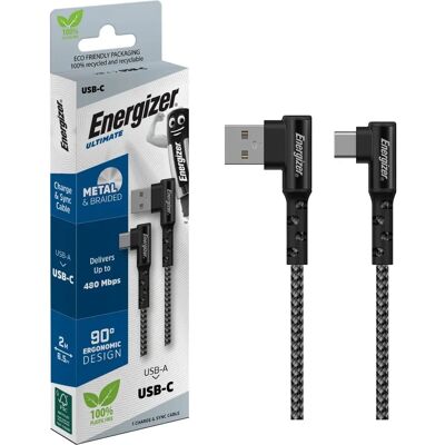 Energizer Ultimate - USB-A zu USB-C Gaming-Kabel 90° 2m Energizer Ultimate - USB-A zu USB-C Gaming-Kabel 90° 2m