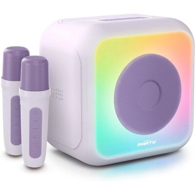 Tragbarer Bluetooth Party-Lautsprecher mit 2 kabellosen Mikrofonen - 30W Lila Tragbarer Bluetooth Party-Lautsprecher mit 2 kabellosen Mikrofonen - 30W Lila