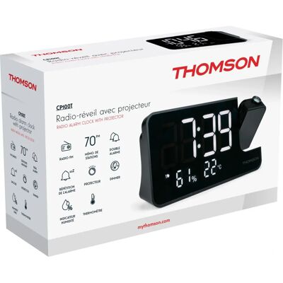 Thomson Schwarzer Wecker mit Radio - FM, Temperatur, Feuchtigkeit Thomson Schwarzer Wecker mit Radio - FM, Temperatur, Feuchtigkeit
