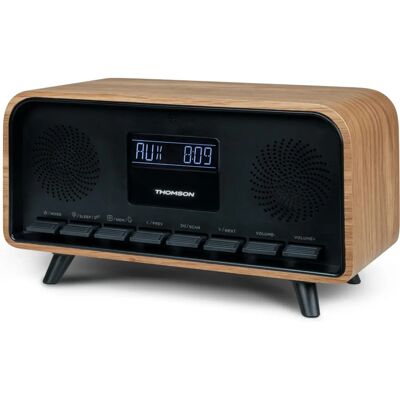 Thomson Vintage Radio Braun noir - Vintage Design - Bluetooth 5.3 - LCD-Anzeige - FM Radio - Doppelwecker - USB-C Ladegerät - 230V Stromversorgung Thomson Vintage Radio Braun noir - Vintage Design - Bluetooth 5.3 - LCD-Anzeige - FM Radio - Doppelwecker - USB-C Ladegerät - 230V Stromversorgung
