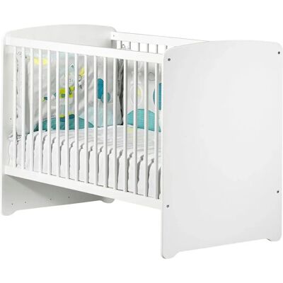 Lit bébé en bois blanc Baby Price - Hauteur réglable, Galeries fixes - France - Publicité Lit bébé en bois blanc Baby Price - Hauteur réglable, Galeries fixes - France - Publicité
