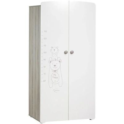 Armoire bébé Teddy - Blanc - 2 Portes - 175x85x56cm - Publicité Armoire bébé Teddy - Blanc - 2 Portes - 175x85x56cm - Publicité