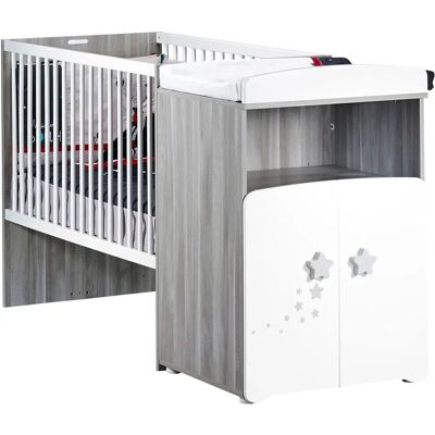 Ensemble Lit Bébé Baby Price - Transformable 120x60 en 90x190 - Étoiles Ensemble Lit Bébé Baby Price - Transformable 120x60 en 90x190 - Étoiles