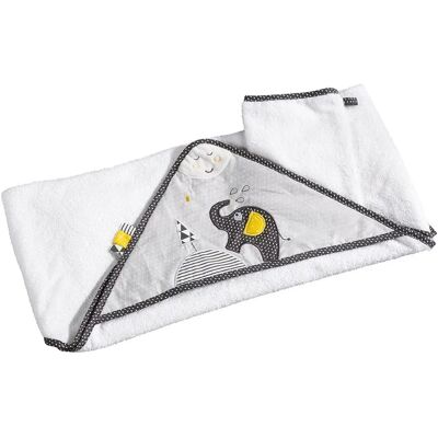 Ensemble de bain bébé Babyfan en coton blanc - Serviette et gant - Publicité Ensemble de bain bébé Babyfan en coton blanc - Serviette et gant - Publicité