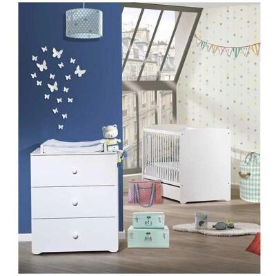 Ensemble chambre bébé blanc Babyprice - Avec lit et table à langer - Publicité Ensemble chambre bébé blanc Babyprice - Avec lit et table à langer - Publicité