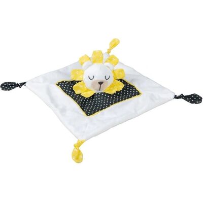 Sauthon Pluszowy lew dla niemowląt - 30x30x5cm - Doudou Chusteczka - Pluszowy lew, relief głowa, część chusteczki, EN71 Sauthon Pluszowy lew dla niemowląt - 30x30x5cm - Doudou Chusteczka - Pluszowy lew, relief głowa, część chusteczki, EN71