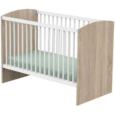 Lit bébé Sauthon 120x60 - Blanc & Bois, Réglable & Sécurisé Lit bébé Sauthon 120x60 - Blanc & Bois, Réglable & Sécurisé