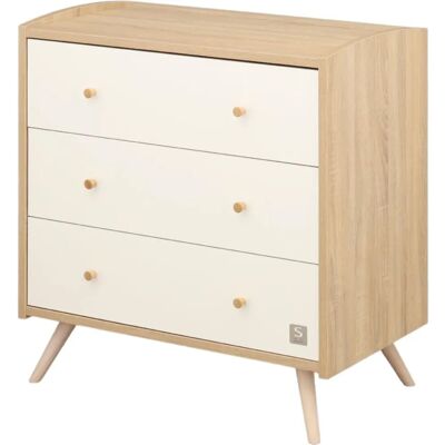 Commode Access Sauthon Blanc Marron 3 Tiroirs - Mobilier chambre - Publicité Commode Access Sauthon Blanc Marron 3 Tiroirs - Mobilier chambre - Publicité