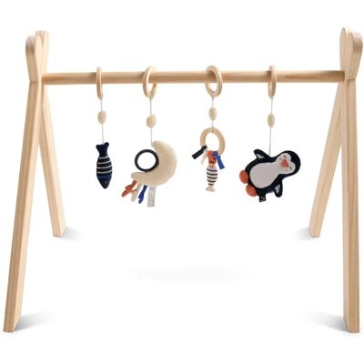 Arche d'éveil en bois Sauthon Sailor - 4 jouets - Développement à plat ventre - Publicité Arche d'éveil en bois Sauthon Sailor - 4 jouets - Développement à plat ventre - Publicité