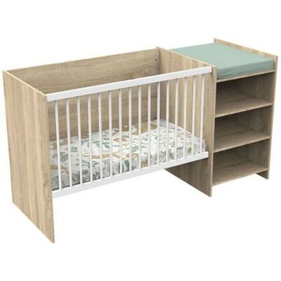 Lit bébé combiné Baby Price Up Chêne - Décor bois - Avec table à langer & étagère Lit bébé combiné Baby Price Up Chêne - Décor bois - Avec table à langer & étagère