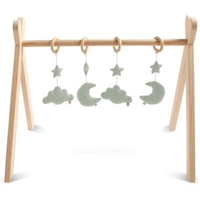 Sauthon Gym pour Bébé - Sauge - Arche en Bois, 4 Jouets, 0-24 Mois - Publicité Sauthon Gym pour Bébé - Sauge - Arche en Bois, 4 Jouets, 0-24 Mois - Publicité