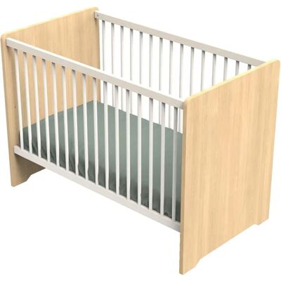 Lit bébé Sauthon 120x60 - Décor bois vintage - Publicité Lit bébé Sauthon 120x60 - Décor bois vintage - Publicité