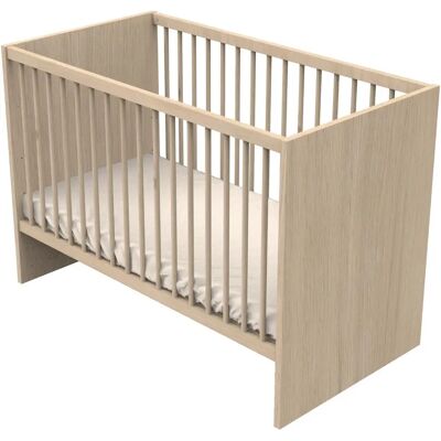 Lit bébé Sauthon 120x60 - Barres en bois, Décor chêne suave Lit bébé Sauthon 120x60 - Barres en bois, Décor chêne suave