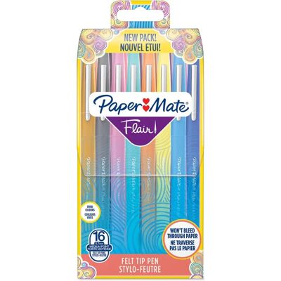 Papermate Flair Filcowe Markery, Zestaw 16 - Narzędzie do Sztuki i Pisania Papermate Flair Filcowe Markery, Zestaw 16 - Narzędzie do Sztuki i Pisania
