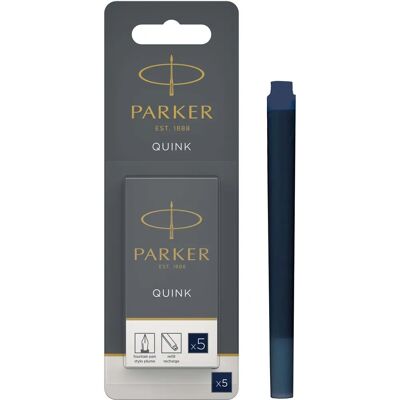 Recharges d'encre permanente de haute qualité Parker Quink Pack de 5 - Cartouches de recharge - Publicité Recharges d'encre permanente de haute qualité Parker Quink Pack de 5 - Cartouches de recharge - Publicité