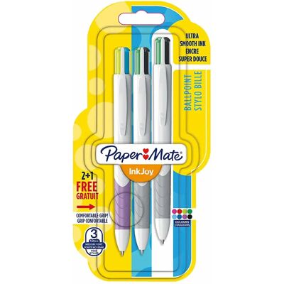 Papermate InkJoy Quatro Veelkleurige Balpen - 3 stuks Papermate InkJoy Quatro Veelkleurige Balpen - 3 stuks
