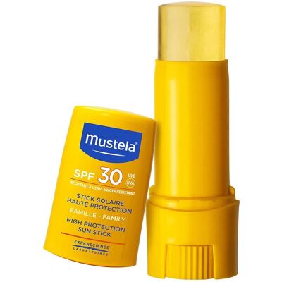 Bâton solaire SPF30 pour famille Mustela - Publicité Bâton solaire SPF30 pour famille Mustela - Publicité