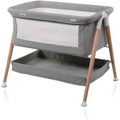 Berceau Mandy Gris de MIGO - De la naissance à 9 kg, avec rangement, côtés en maille, matelas 4 cm - Publicité Berceau Mandy Gris de MIGO - De la naissance à 9 kg, avec rangement, côtés en maille, matelas 4 cm - Publicité