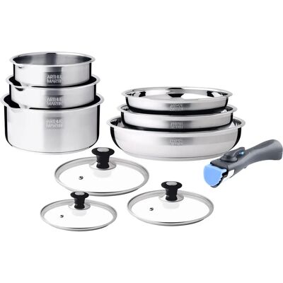 Set de Cuisine Arthur Martin en Acier Inoxydable - 10 Pièces, Antiadhésif, Four & Induction - Publicité Set de Cuisine Arthur Martin en Acier Inoxydable - 10 Pièces, Antiadhésif, Four & Induction - Publicité