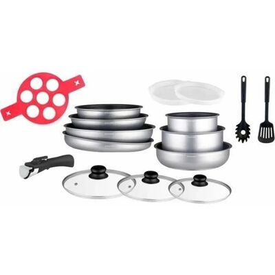 Set de 16 pièces Arthur Martin AM3950 - Aluminium - Poignée amovible - Pour toutes les sources de chaleur Set de 16 pièces Arthur Martin AM3950 - Aluminium - Poignée amovible - Pour toutes les sources de chaleur
