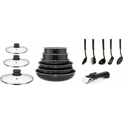 Ensemble de cuisine noir 15 pièces Arthur Martin - Cookware Ensemble de cuisine noir 15 pièces Arthur Martin - Cookware
