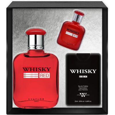 Coffret Parfum Whisky Rouge Evaflor - Eau de Toilette 100 ml, 10 ml & 20 ml - Publicité Coffret Parfum Whisky Rouge Evaflor - Eau de Toilette 100 ml, 10 ml & 20 ml - Publicité