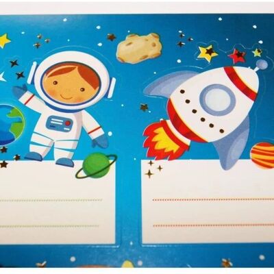 Global Gift 16 Szkolne naklejki - Prostokątne - Astronauci w Kosmosie - Złoty Biały - Szkolne naklejki Global Gift 16 Szkolne naklejki - Prostokątne - Astronauci w Kosmosie - Złoty Biały - Szkolne naklejki