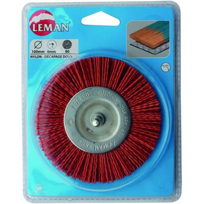 Brosse circulaire en nylon Leman - Tige 6 mm - Diamètre 50 mm - Rouge Brosse circulaire en nylon Leman - Tige 6 mm - Diamètre 50 mm - Rouge