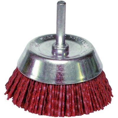 BRICOZOR Brosse soucoupe en nylon - Diamètre 75mm - Tige 6mm - Grain 80 - Nettoyage et décapage BRICOZOR Brosse soucoupe en nylon - Diamètre 75mm - Tige 6mm - Grain 80 - Nettoyage et décapage